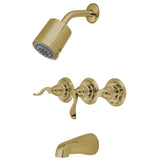 NuWave French Three-Handle 5-Hole Wall Mount Tub and Shower Faucet