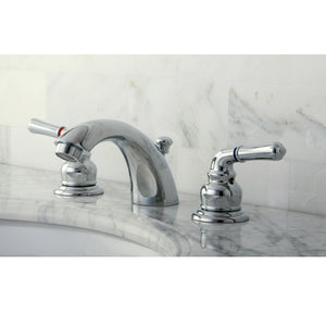 Magellan Two-Handle 3-Hole Deck Mount Mini-Widespread Bathroom Faucet with Plastic Pop-Up