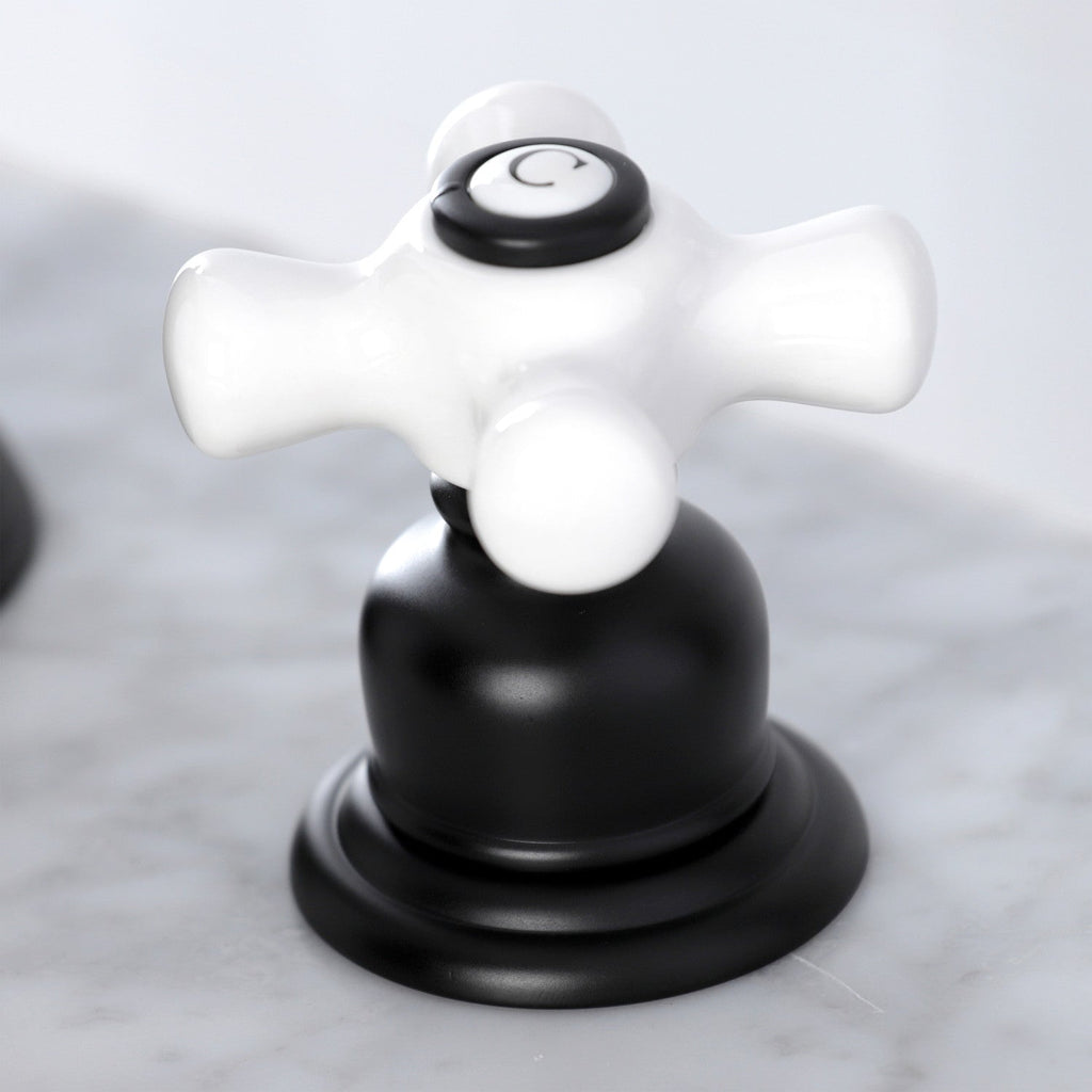 Victorian Two-Handle 3-Hole Deck Mount Widespread Bathroom Faucet with Pop-Up Drain