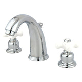 Victorian Two-Handle 3-Hole Deck Mount Widespread Bathroom Faucet with Plastic Pop-Up