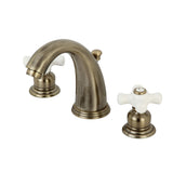 Victorian Two-Handle 3-Hole Deck Mount Widespread Bathroom Faucet with Pop-Up Drain