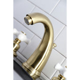 Victorian Two-Handle 3-Hole Deck Mount Widespread Bathroom Faucet with Pop-Up Drain
