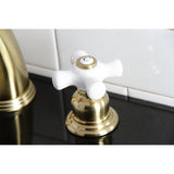 Victorian Two-Handle 3-Hole Deck Mount Widespread Bathroom Faucet with Pop-Up Drain