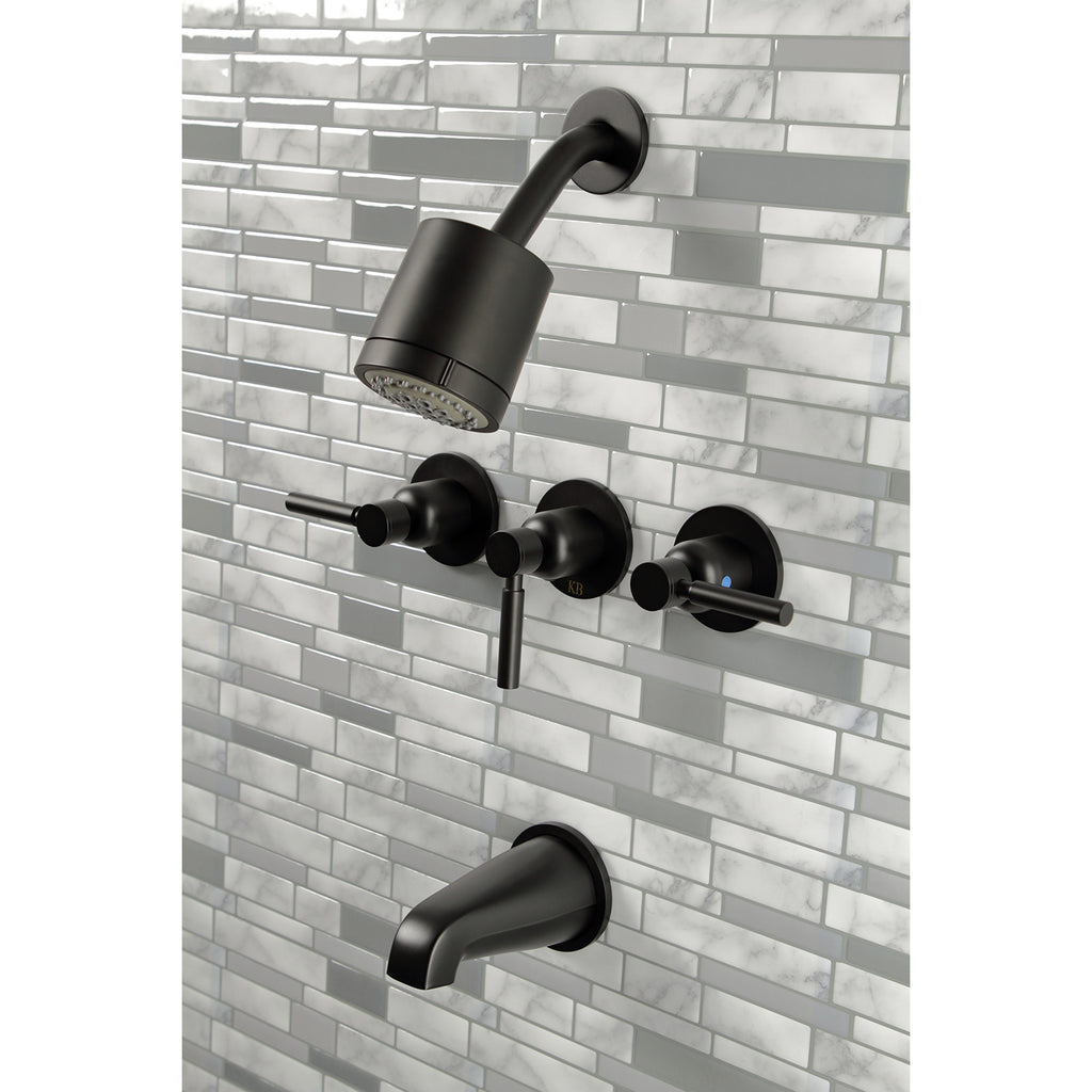 Concord Triple-Handle Tub and Shower Faucet