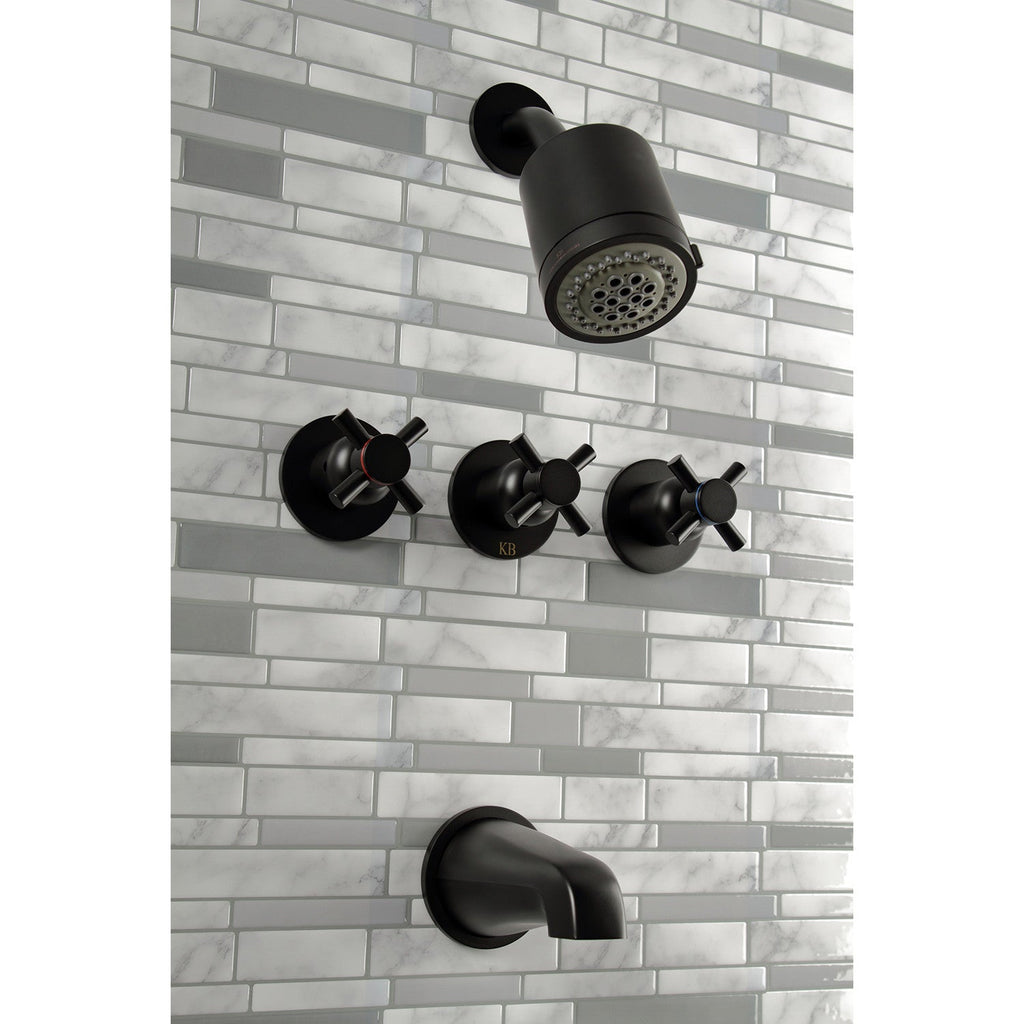 Concord Triple-Handle Tub and Shower Faucet