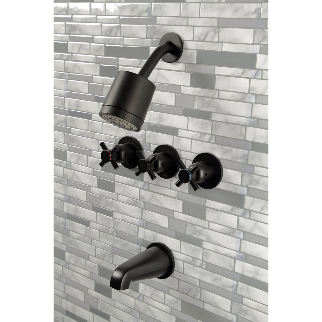 Concord Triple-Handle Tub and Shower Faucet