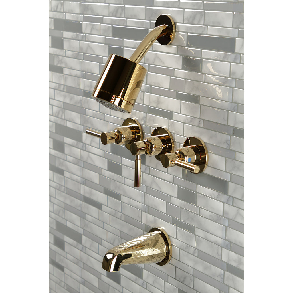 Concord Triple-Handle Tub and Shower Faucet