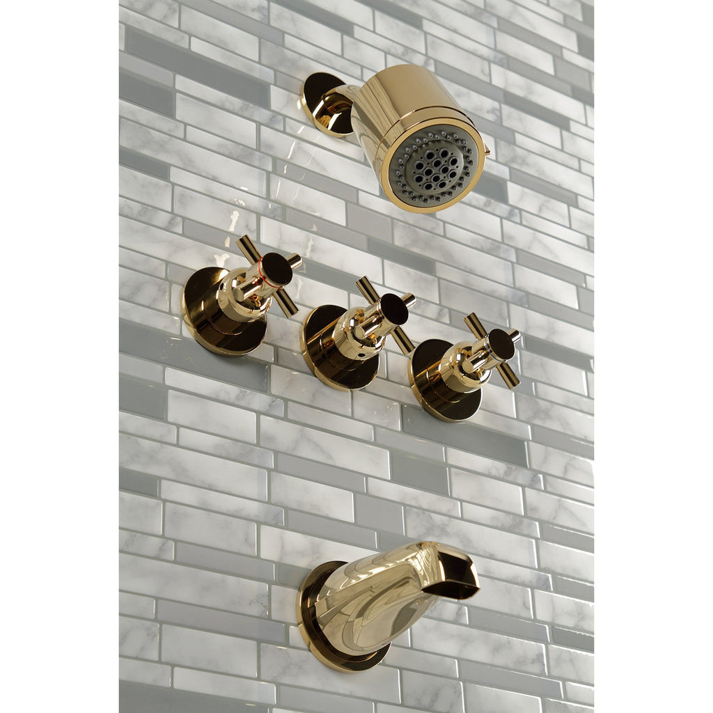Concord Triple-Handle Tub and Shower Faucet