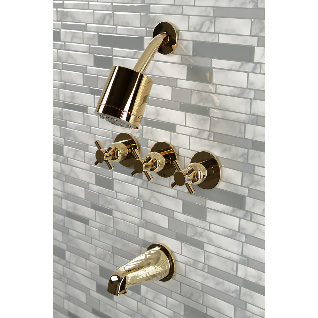 Concord Triple-Handle Tub and Shower Faucet