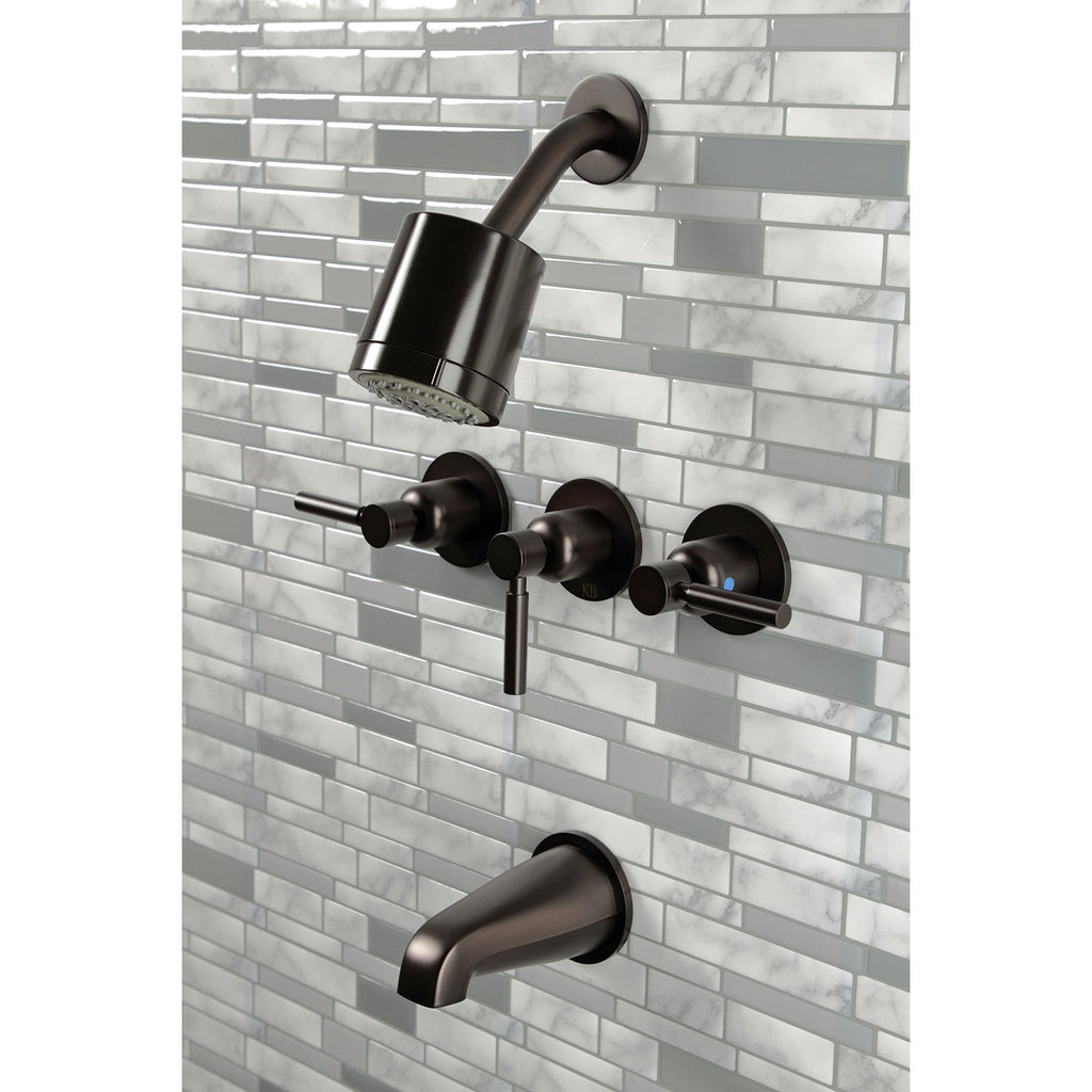 Concord Triple-Handle Tub and Shower Faucet