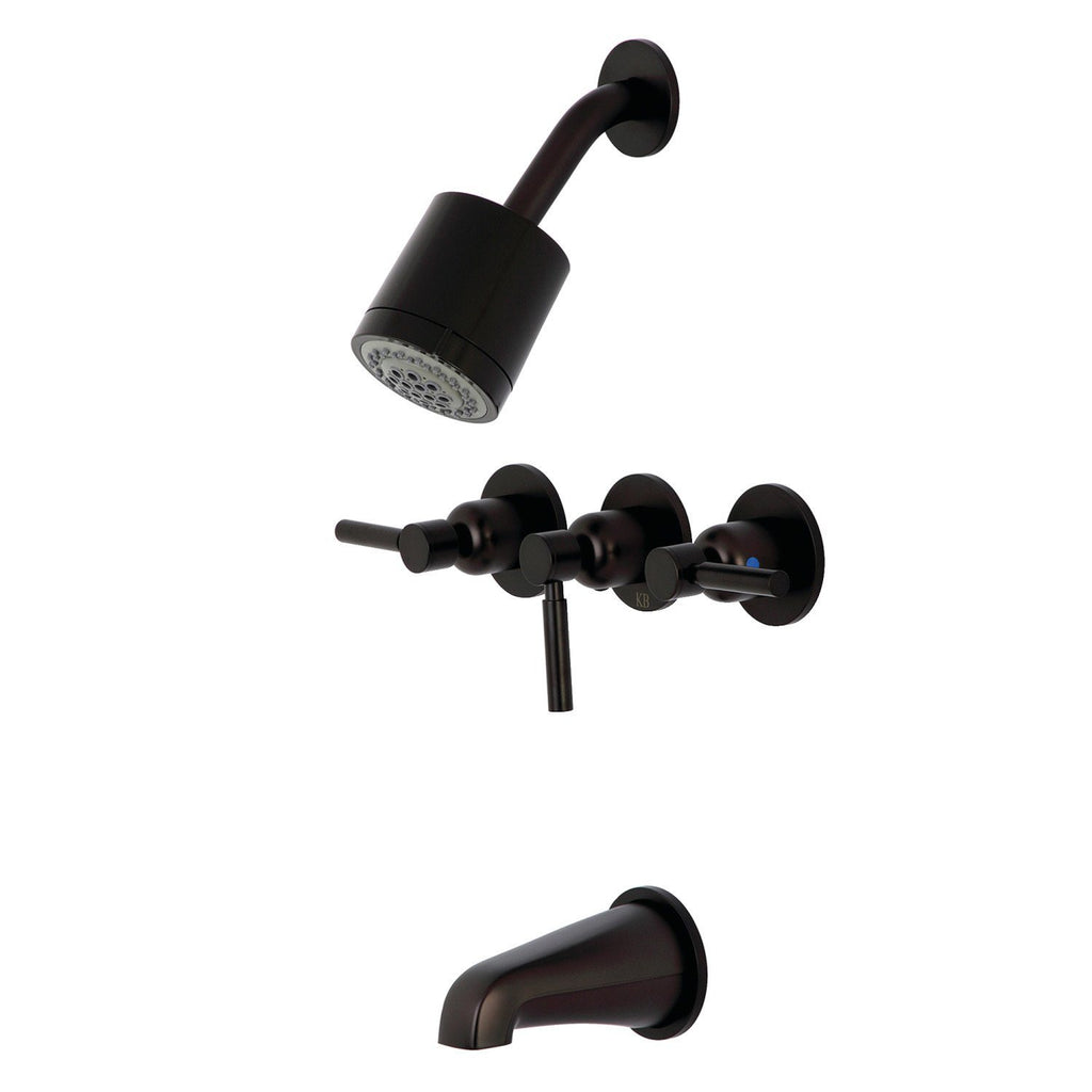 Concord Triple-Handle Tub and Shower Faucet