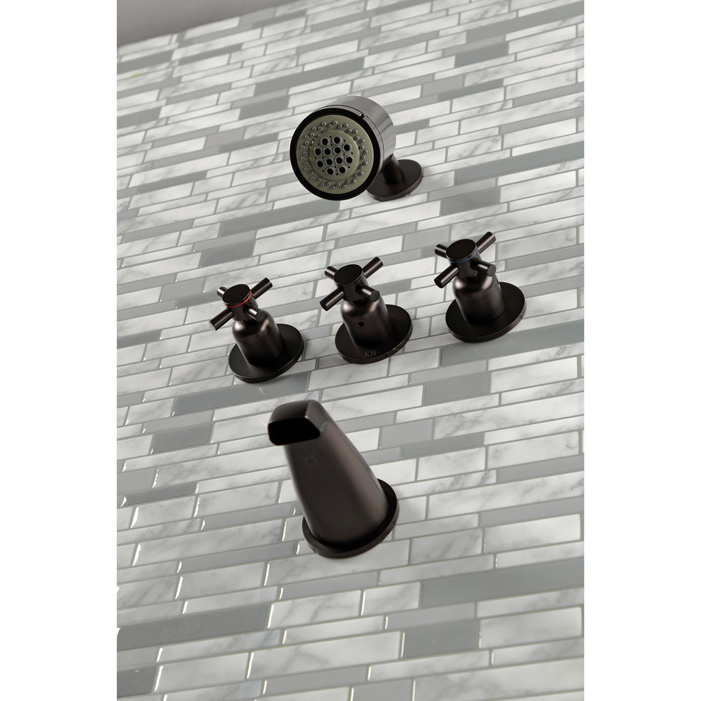 Concord Triple-Handle Tub and Shower Faucet