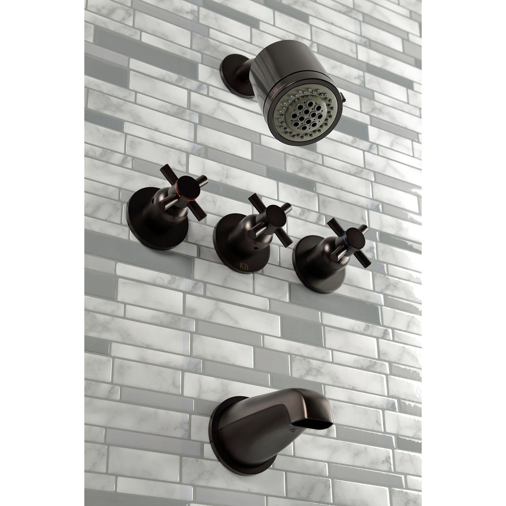 Concord Triple-Handle Tub and Shower Faucet