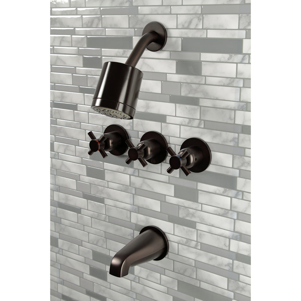 Concord Triple-Handle Tub and Shower Faucet