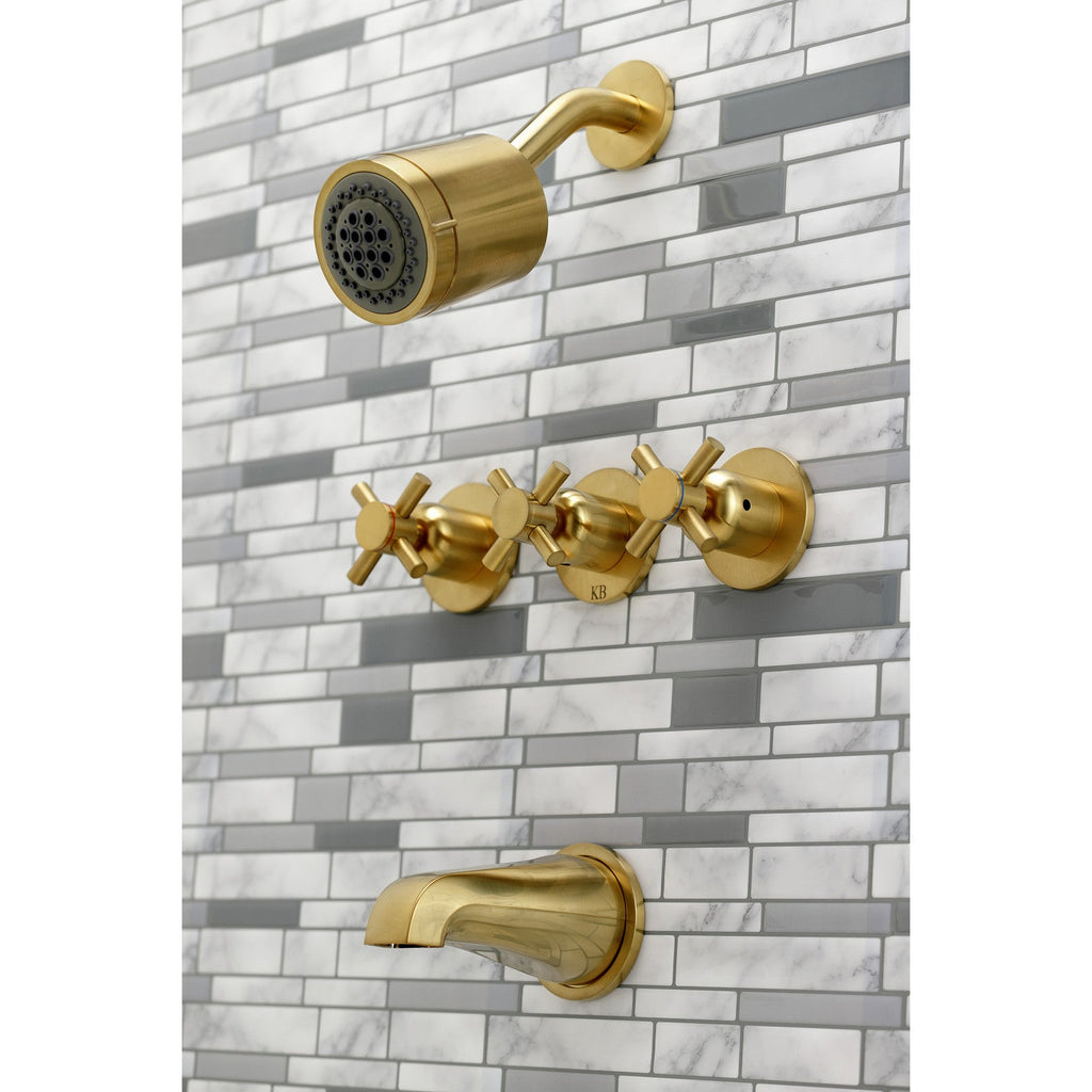 Concord Triple-Handle Tub and Shower Faucet