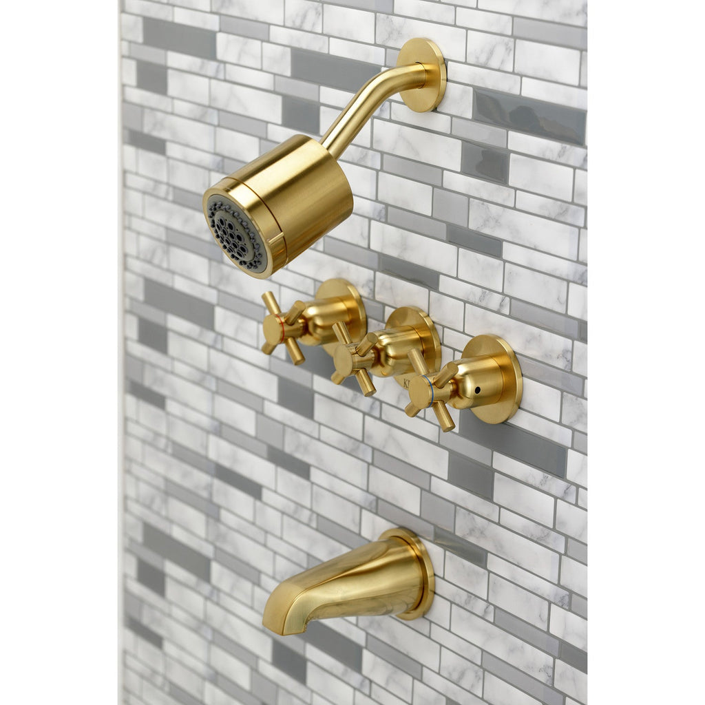Concord Triple-Handle Tub and Shower Faucet
