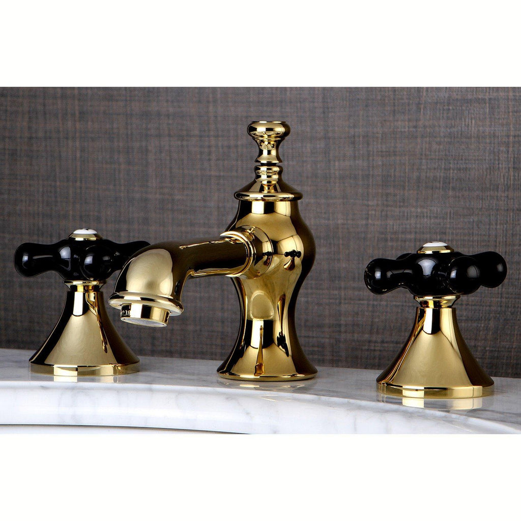 Duchess Two-Handle 3-Hole Deck Mount Widespread Bathroom Faucet with Brass Pop-Up