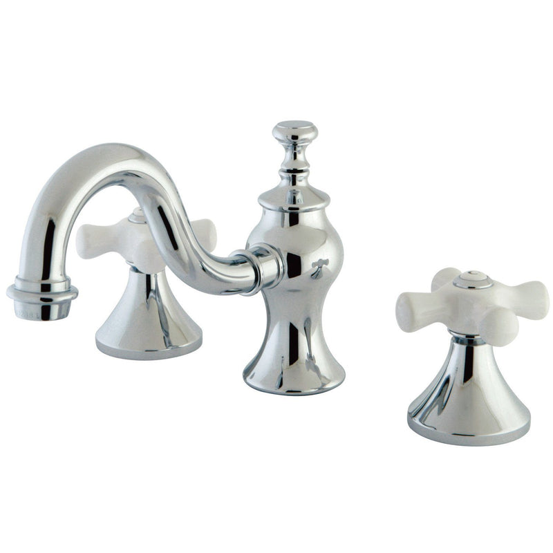 Two-Handle 3-Hole Deck Mount Widespread Bathroom Faucet with Brass Pop-Up
