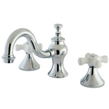 Two-Handle 3-Hole Deck Mount Widespread Bathroom Faucet with Brass Pop-Up