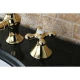 Vintage Two-Handle 3-Hole Deck Mount Widespread Bathroom Faucet with Brass Pop-Up