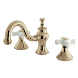 Two-Handle 3-Hole Deck Mount Widespread Bathroom Faucet with Brass Pop-Up