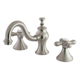 Vintage Two-Handle 3-Hole Deck Mount Widespread Bathroom Faucet with Brass Pop-Up