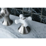 Two-Handle 3-Hole Deck Mount Widespread Bathroom Faucet with Brass Pop-Up