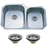 Loft 32-Inch Stainless Steel Double Bowl Undermount Kitchen Sink Combo with Strainers x 2