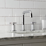 Fuller Two-Handle 3-Hole Deck Mount Widespread Bathroom Faucet with Push Pop-Up Drain