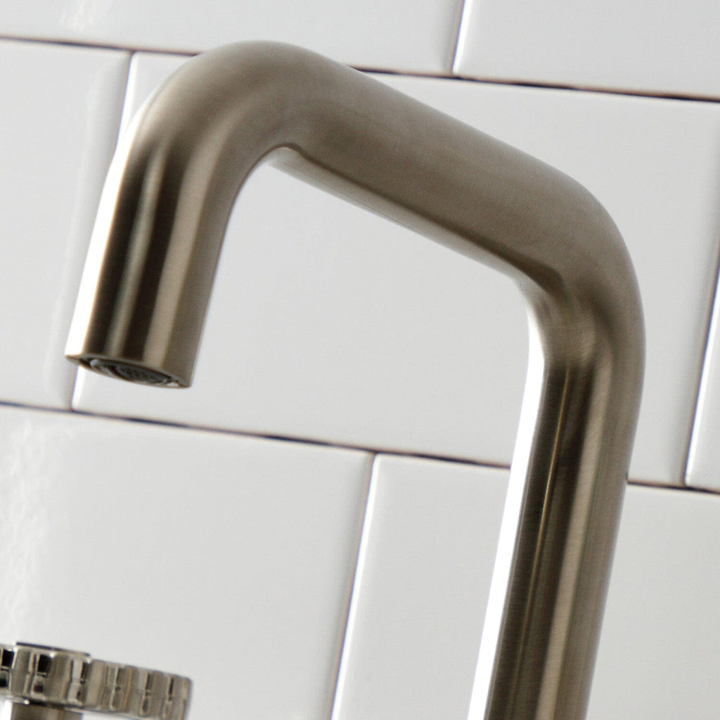 Fuller Two-Handle 3-Hole Deck Mount Widespread Bathroom Faucet with Push Pop-Up Drain