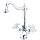 Heritage Double-Handle 1-or-3 Hole Deck Mount 4-Inch Centerset Bathroom Faucet with Brass Pop-Up