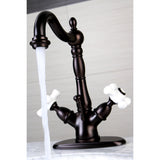 Heritage Double-Handle 1-or-3 Hole Deck Mount 4-Inch Centerset Bathroom Faucet with Brass Pop-Up