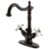 Heritage Double-Handle 1-or-3 Hole Deck Mount 4-Inch Centerset Bathroom Faucet with Brass Pop-Up