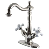 Heritage Double-Handle 1-or-3 Hole Deck Mount 4-Inch Centerset Bathroom Faucet with Brass Pop-Up