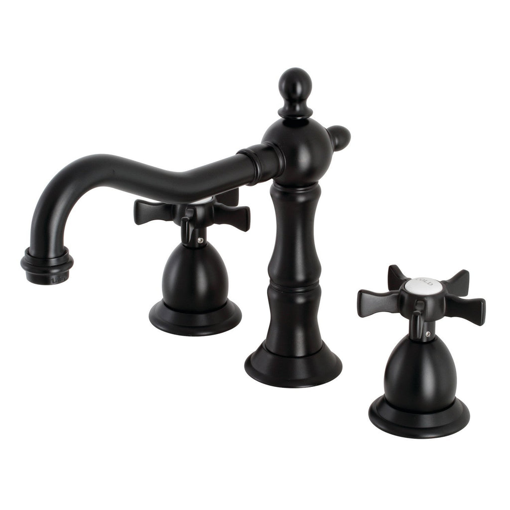 Hamilton Two-Handle 3-Hole Deck Mount Widespread Bathroom Faucet with Brass Pop-Up Drain