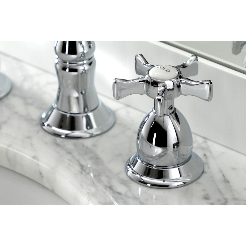 Hamilton Two-Handle 3-Hole Deck Mount Widespread Bathroom Faucet with Brass Pop-Up Drain