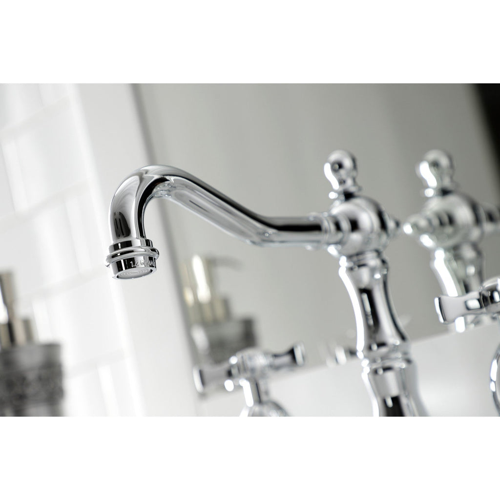 Hamilton Two-Handle 3-Hole Deck Mount Widespread Bathroom Faucet with Brass Pop-Up Drain