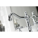 Hamilton Two-Handle 3-Hole Deck Mount Widespread Bathroom Faucet with Brass Pop-Up Drain