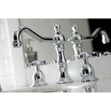 Hamilton Two-Handle 3-Hole Deck Mount Widespread Bathroom Faucet with Brass Pop-Up Drain