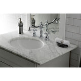 Hamilton Two-Handle 3-Hole Deck Mount Widespread Bathroom Faucet with Brass Pop-Up Drain