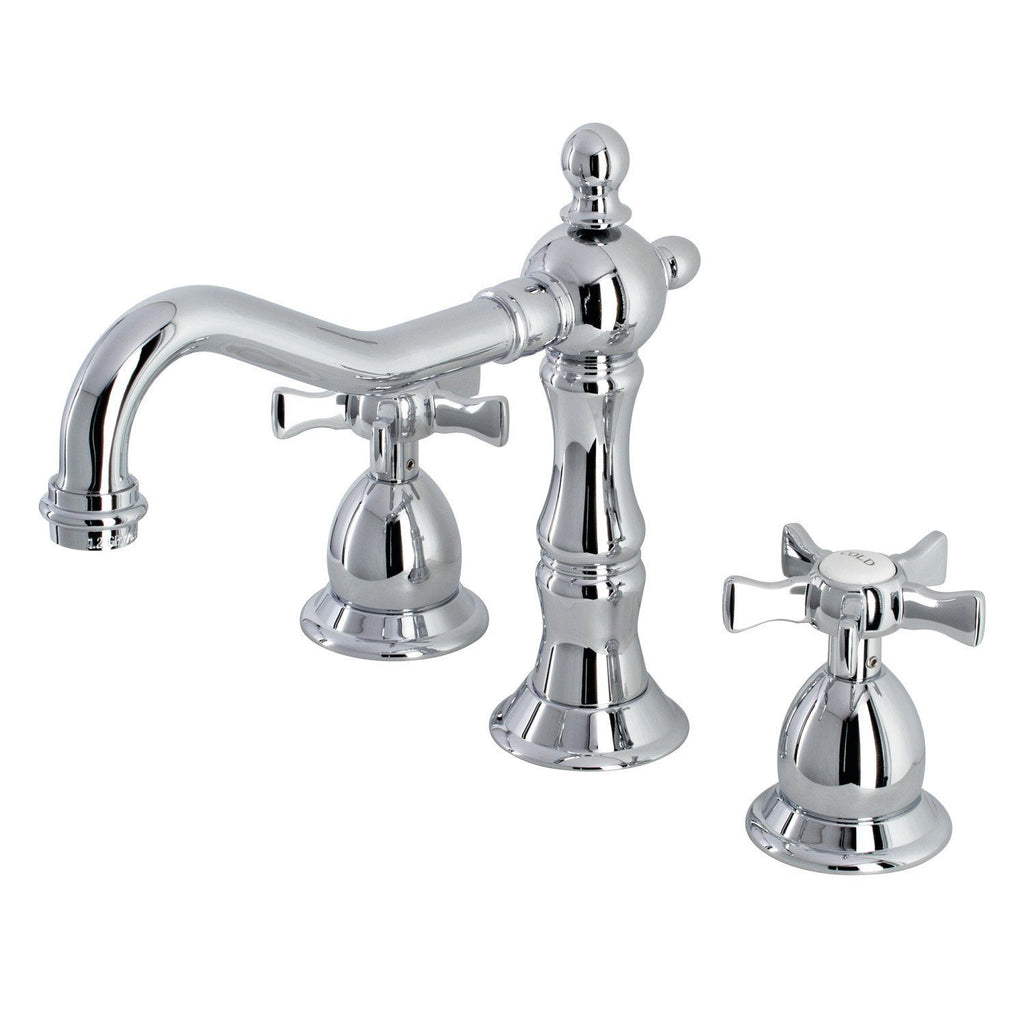 Hamilton Two-Handle 3-Hole Deck Mount Widespread Bathroom Faucet with Brass Pop-Up Drain
