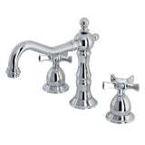 Hamilton Two-Handle 3-Hole Deck Mount Widespread Bathroom Faucet with Brass Pop-Up Drain