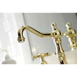 Hamilton Two-Handle 3-Hole Deck Mount Widespread Bathroom Faucet with Brass Pop-Up Drain