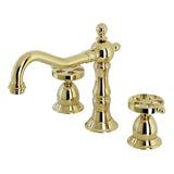 Belknap Two-Handle 3-Hole Deck Mount Widespread Bathroom Faucet with Brass Pop-Up Drain