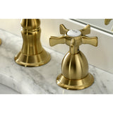 Hamilton Two-Handle 3-Hole Deck Mount Widespread Bathroom Faucet with Brass Pop-Up Drain