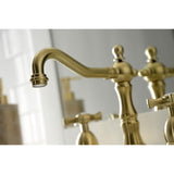 Hamilton Two-Handle 3-Hole Deck Mount Widespread Bathroom Faucet with Brass Pop-Up Drain