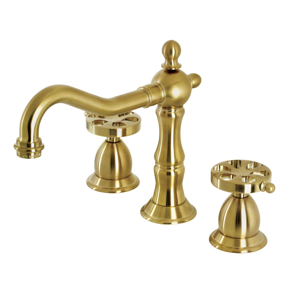 Belknap Two-Handle 3-Hole Deck Mount Widespread Bathroom Faucet with Brass Pop-Up Drain