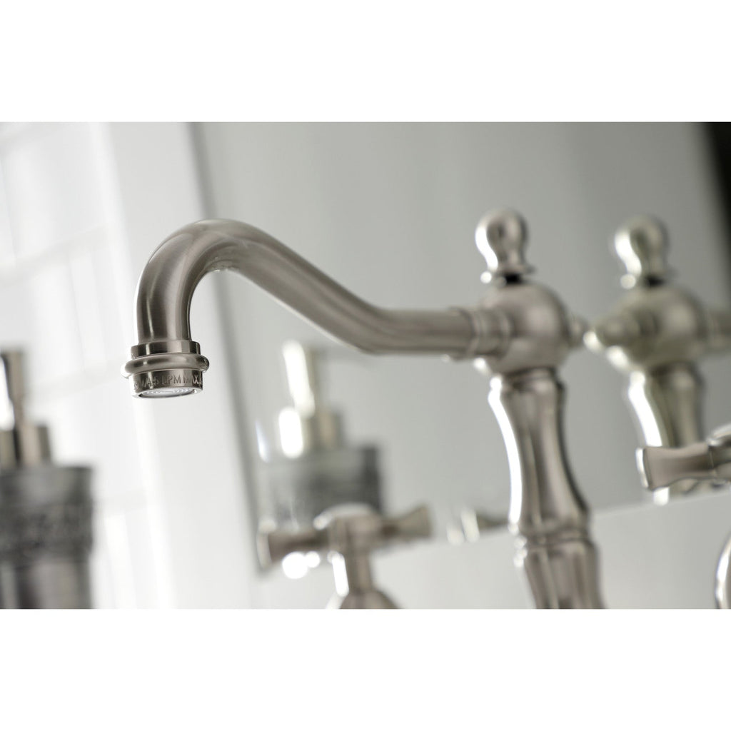 Hamilton Two-Handle 3-Hole Deck Mount Widespread Bathroom Faucet with Brass Pop-Up Drain