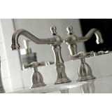 Hamilton Two-Handle 3-Hole Deck Mount Widespread Bathroom Faucet with Brass Pop-Up Drain