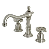 Belknap Two-Handle 3-Hole Deck Mount Widespread Bathroom Faucet with Brass Pop-Up Drain